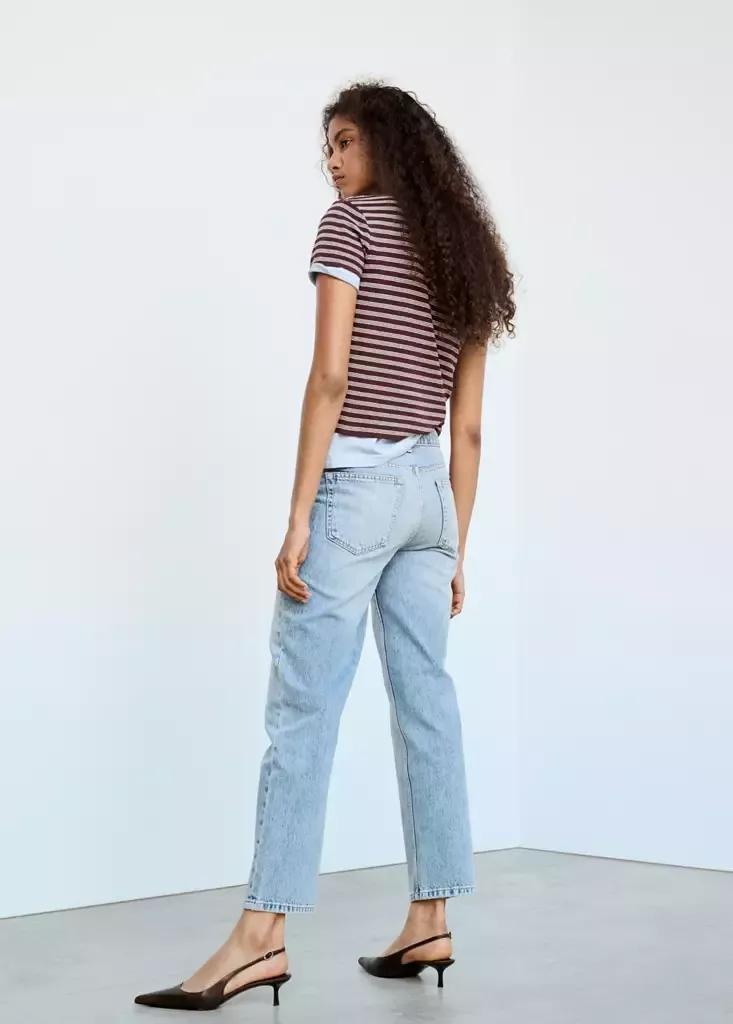 Blue Mid-Rise Straight Jeans, Open Blue, large image number 2