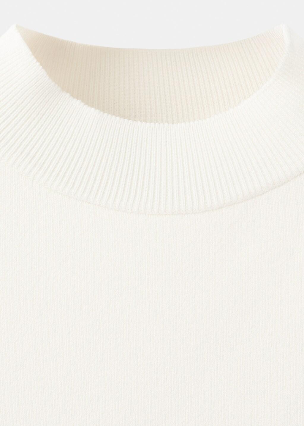 Cream Short-Sleeve Funnel Neck Jumper, Light Beige, large image number 3