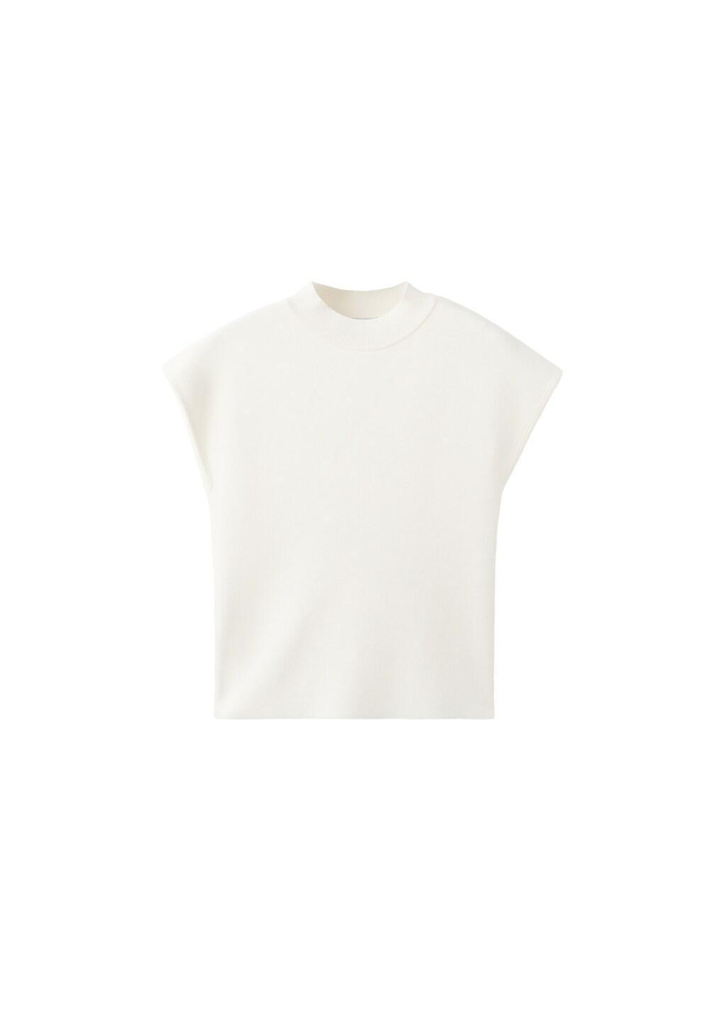 Cream Short-Sleeve Funnel Neck Jumper, Light Beige, large image number 4