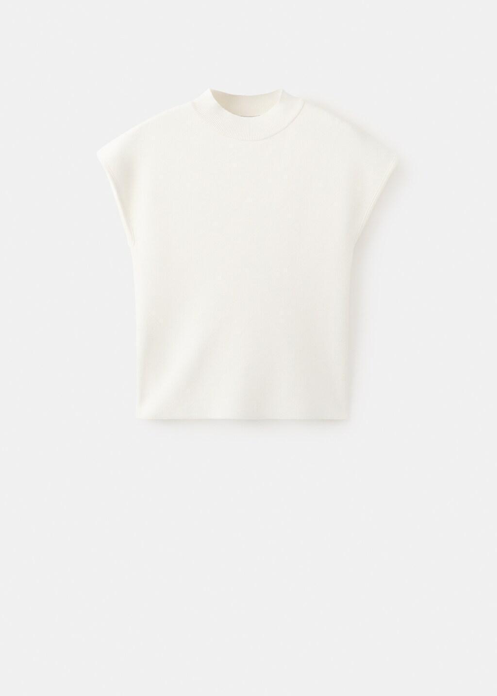 Cream Short-Sleeve Funnel Neck Jumper, Light Beige, large image number 5
