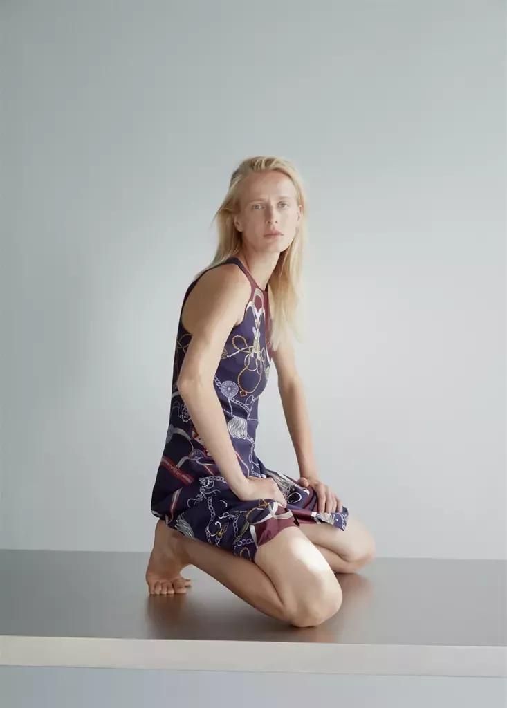 Navy Chain Print Halter Dress, , large image number 3