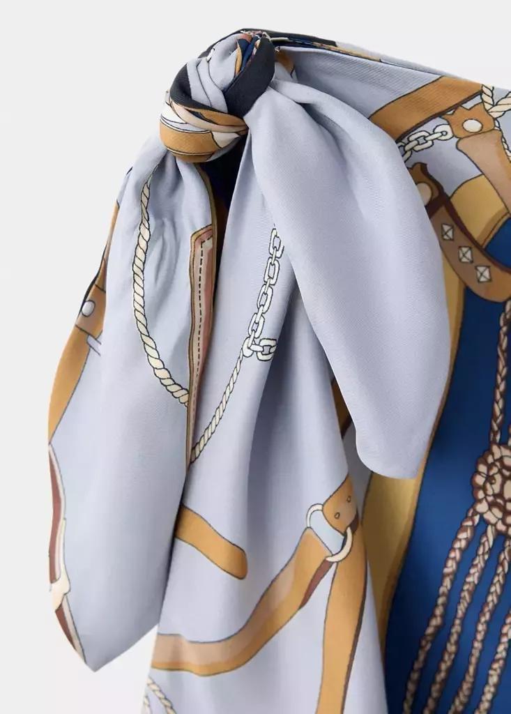 Blue Printed Asymmetrical Dress, , large image number 5