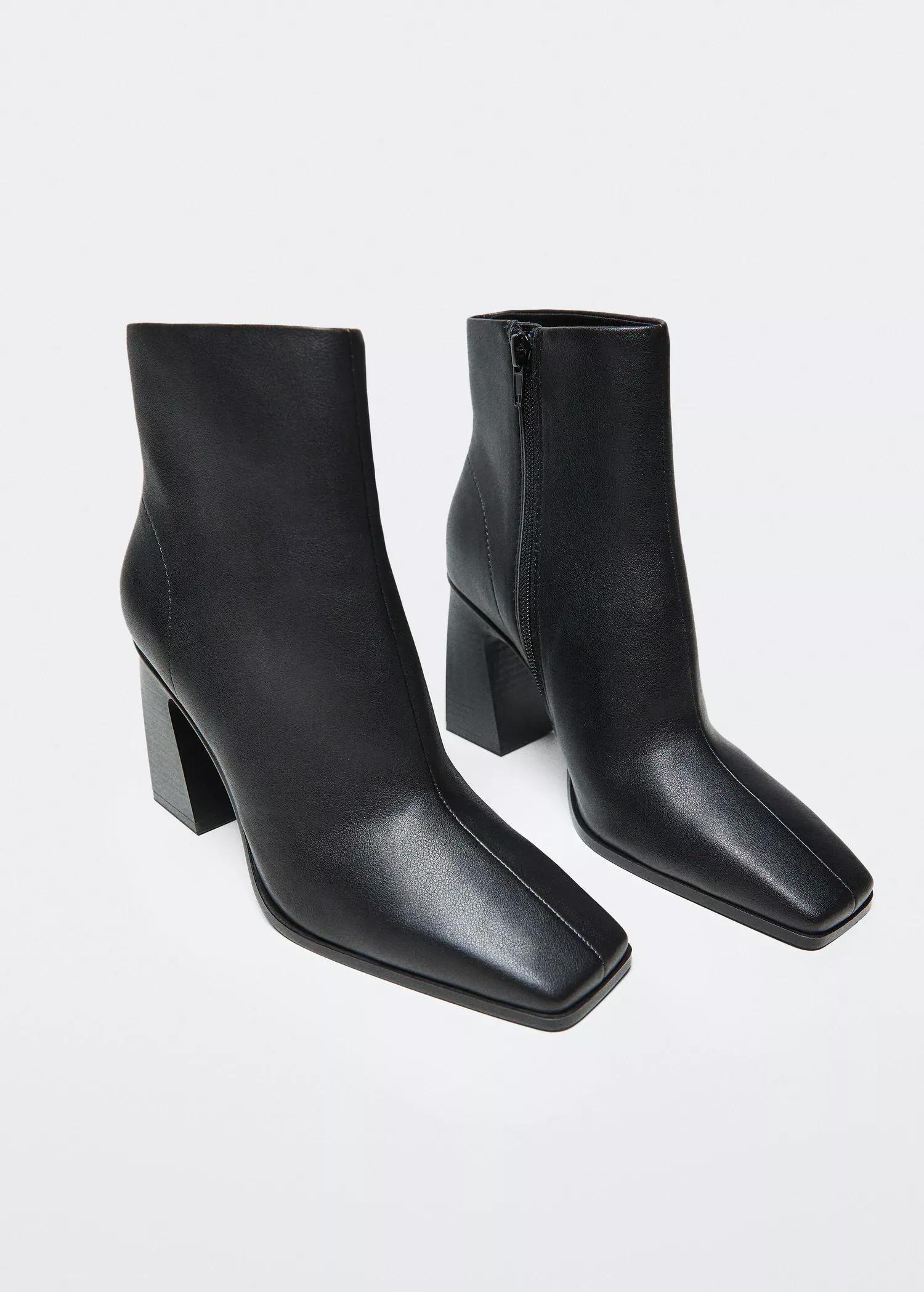 Black Squared-Toe Ankle Boots, , large image number 1