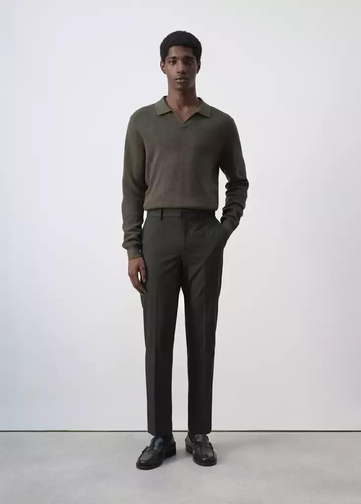 Khaki Bologna Cropped Slim-Fit Trousers, , large image number 0