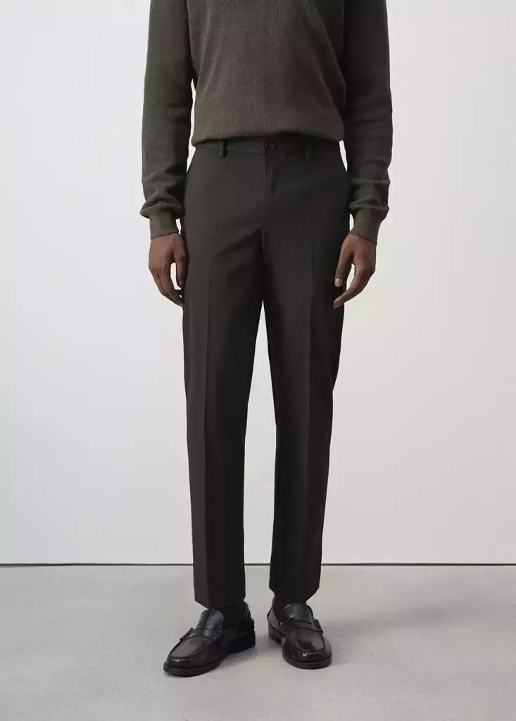 Khaki Bologna Cropped Slim-Fit Trousers, , large image number 1