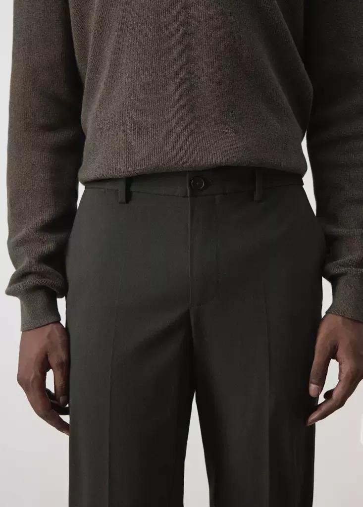 Khaki Bologna Cropped Slim-Fit Trousers, , large image number 3