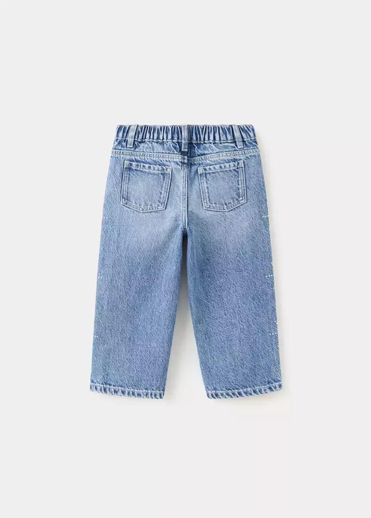 Blue Culotte Jeans With Rhinestone Detail, Open Blue, large image number 1