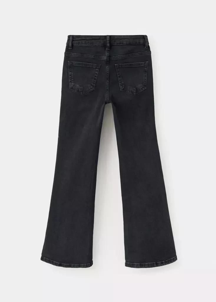 Black Denim Flared Jeans With Studs, , large image number 1