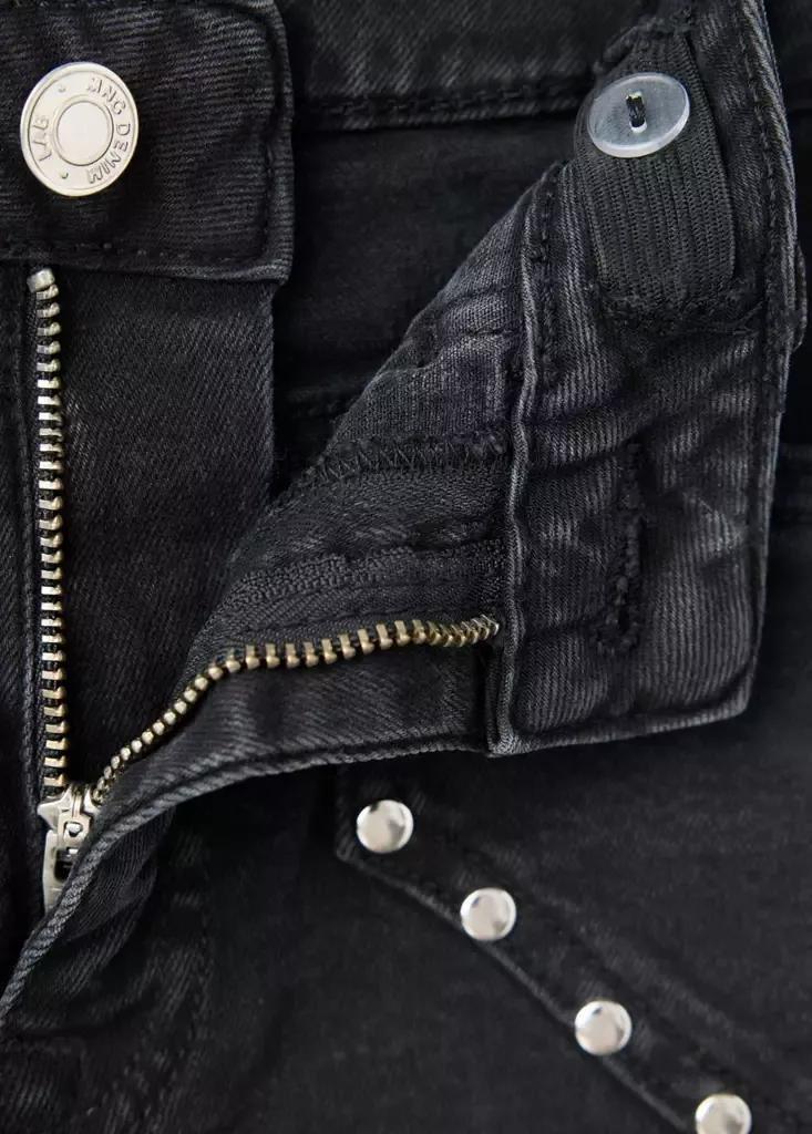 Black Denim Flared Jeans With Studs, , large image number 2
