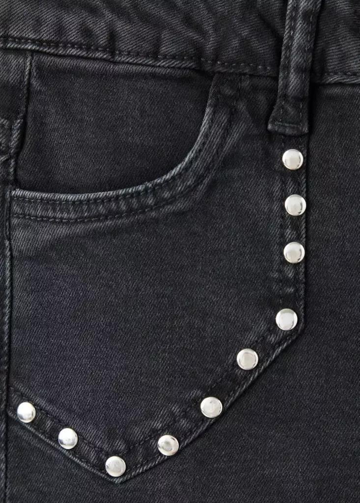 Black Denim Flared Jeans With Studs, , large image number 3