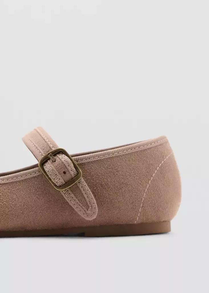Brown Suede-Effect Ballerina With Buckle, , large image number 2