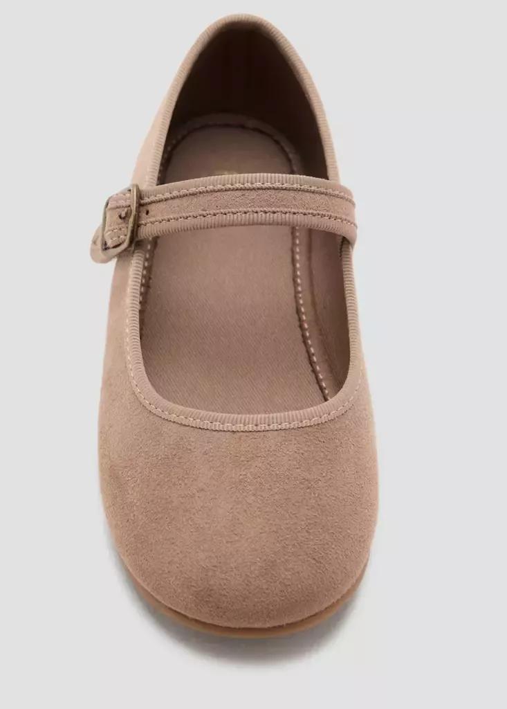 Brown Suede-Effect Ballerina With Buckle, , large image number 3