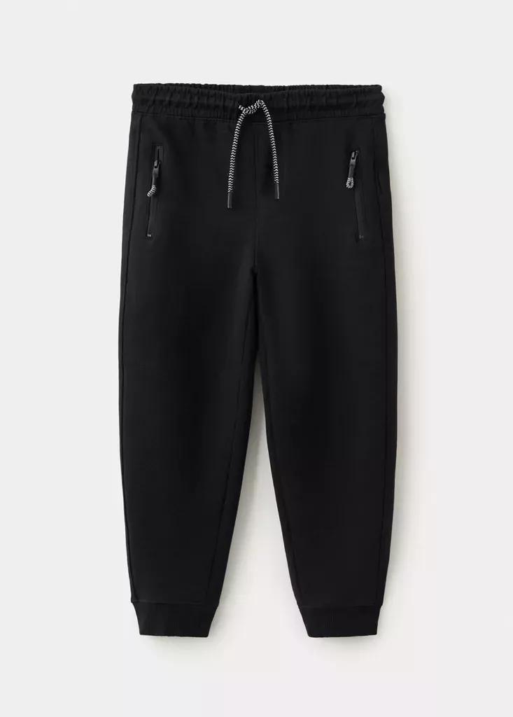 Black Cotton Jogger-Style Trousers, , large image number 0