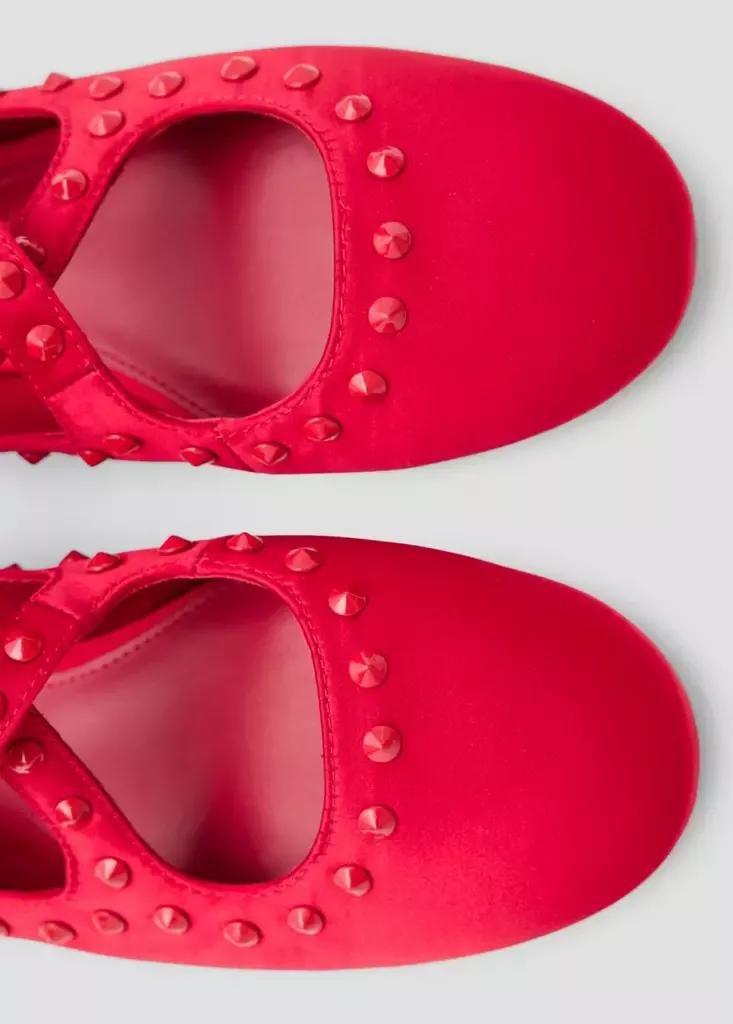 Red Satin Studded Ballerinas, , large image number 3