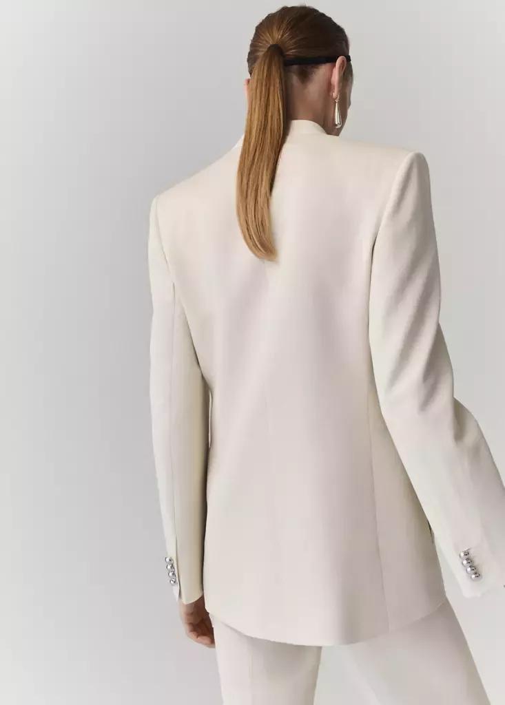 Cream Blazer Suit Lapel Detail, Yellow, medium