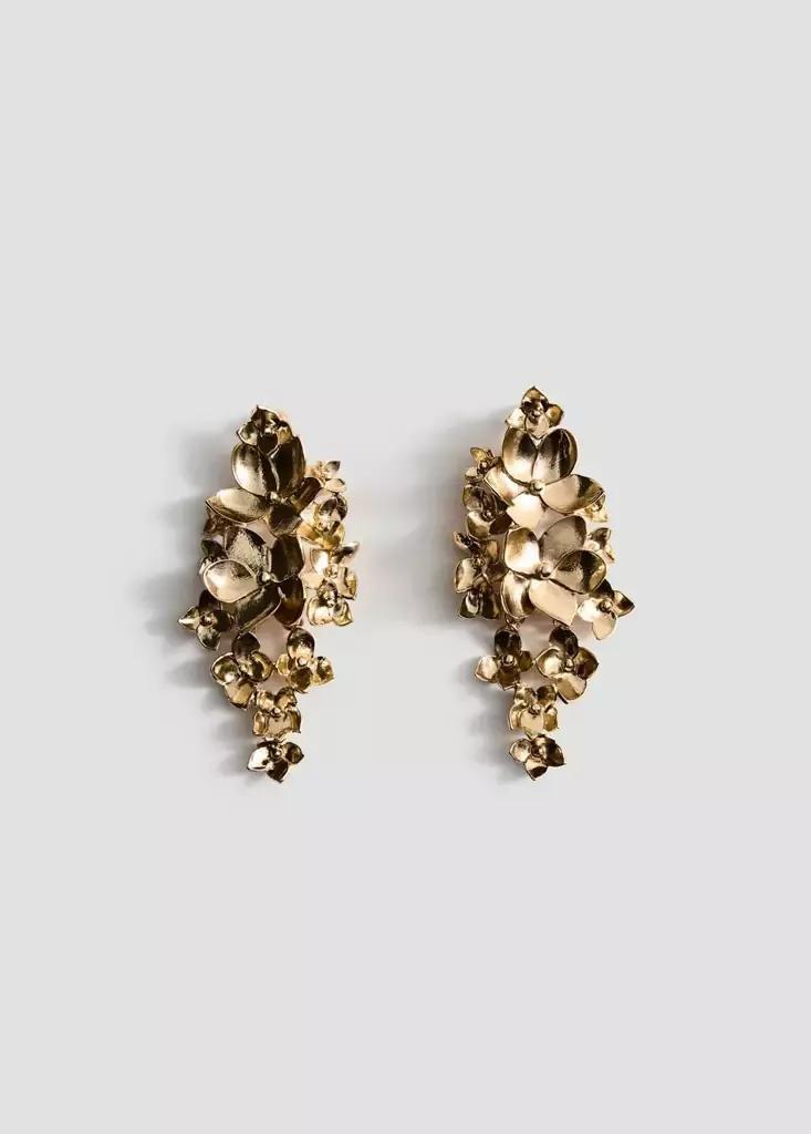 Gold Flower Pendant Earrings, , medium