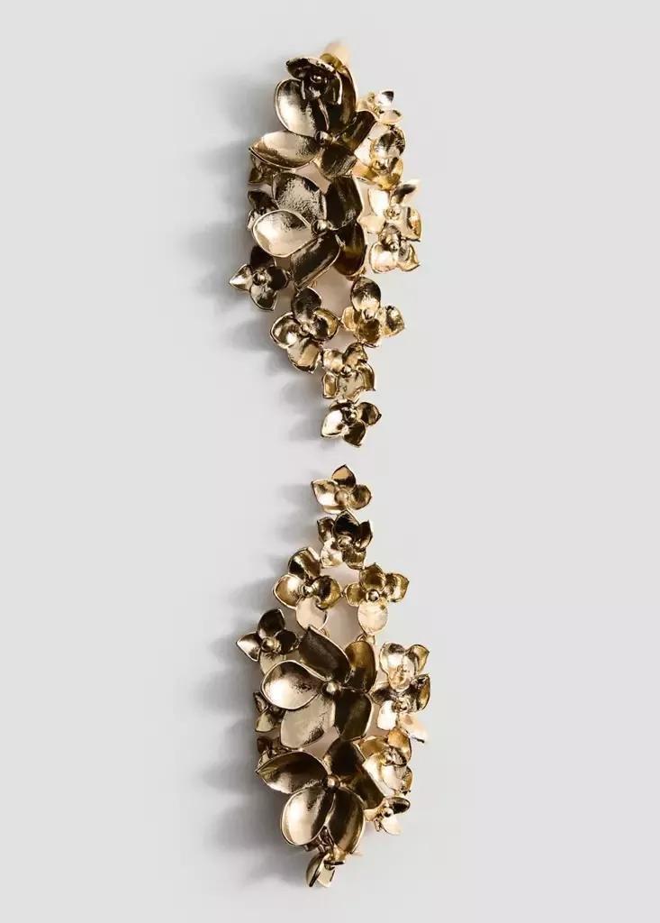 Gold Flower Pendant Earrings, , medium