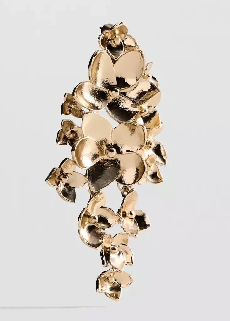 Gold Flower Pendant Earrings, , large image number 2