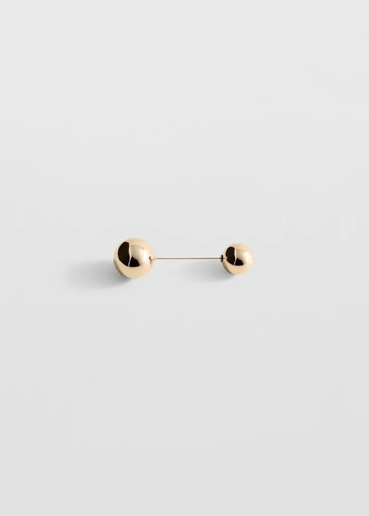 Gold Metallic Bead Brooch, , large image number 1