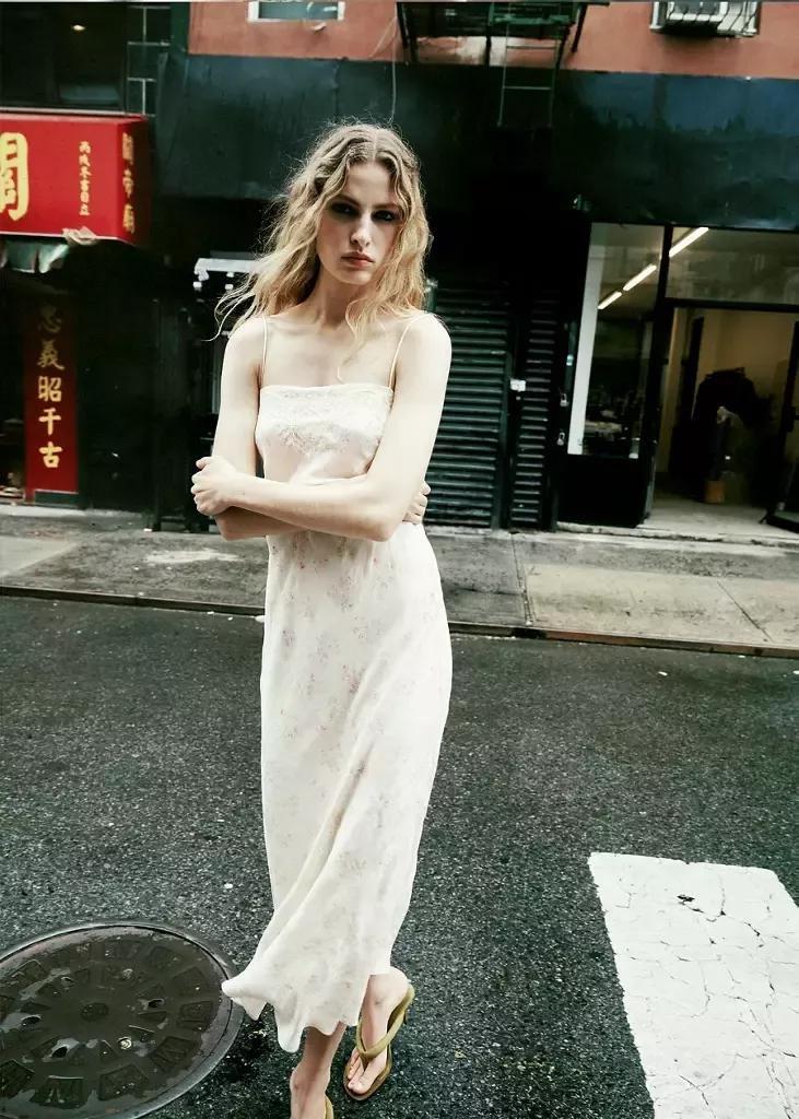 White Floral Print Lace Dress, White, large image number 1