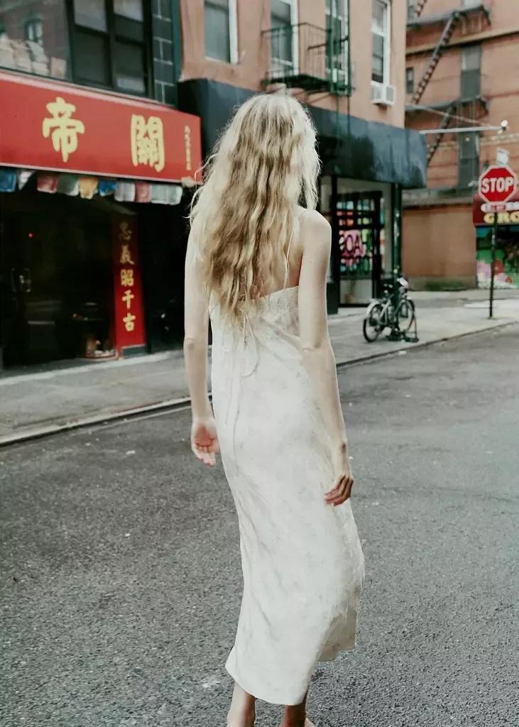 White Floral Print Lace Dress, White, large image number 2