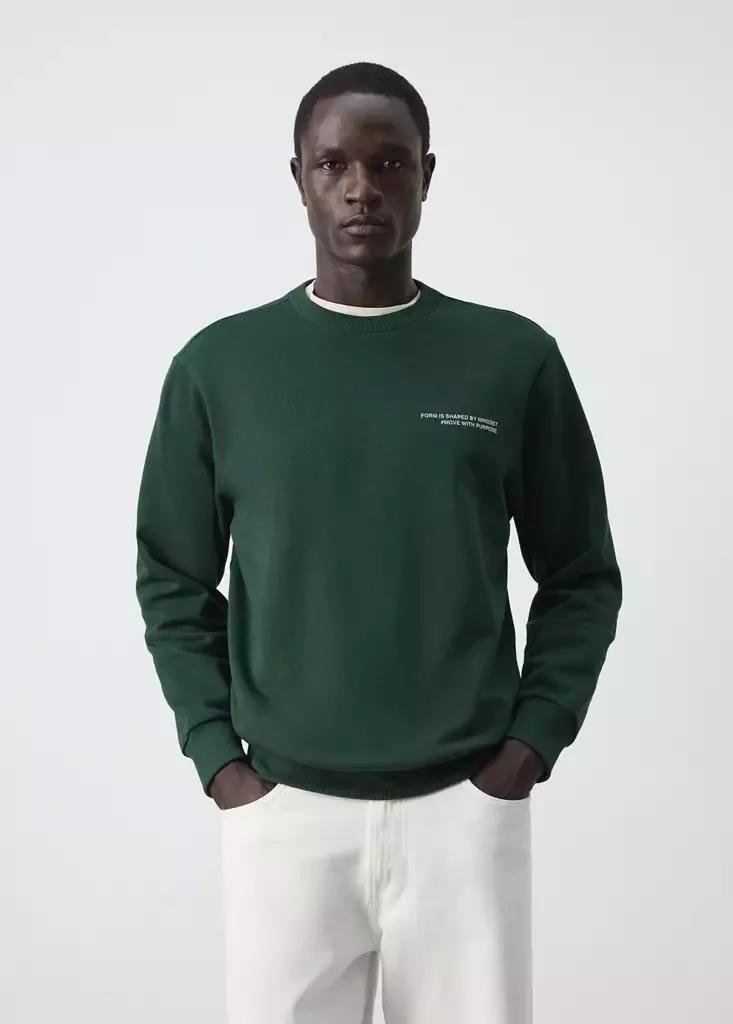Green Printed Sweatshirt Cotton, , medium