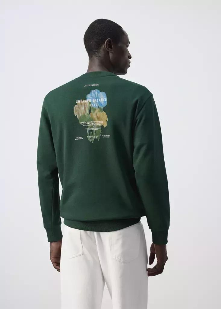 Green Printed Sweatshirt Cotton, , large image number 2