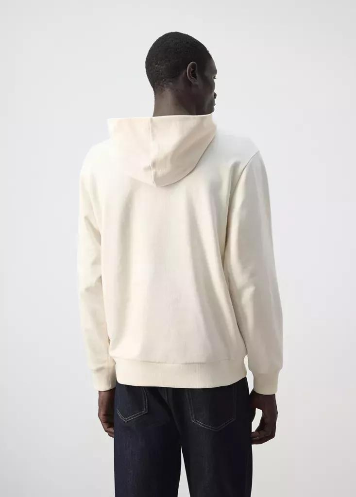 Cream Cotton Sweatshirt With Embroidered Graphic On The Chest, , medium