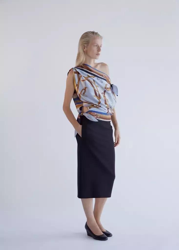 Blue Knot Print Blouse, , large image number 0