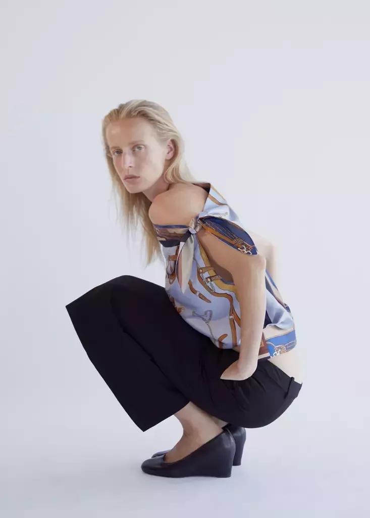Blue Knot Print Blouse, , large image number 3