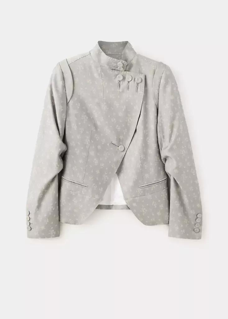 Blue Jacquard Jacket With Lapel, , large image number 0
