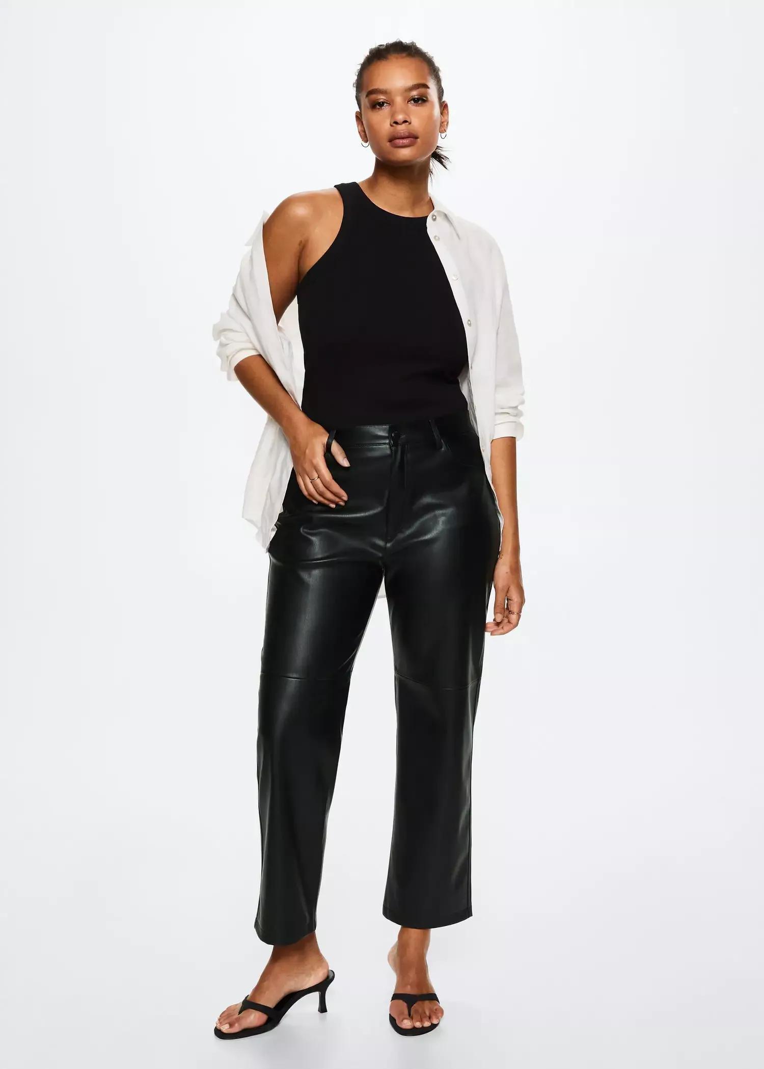 Black Faux-Leather Trousers, , large image number 3