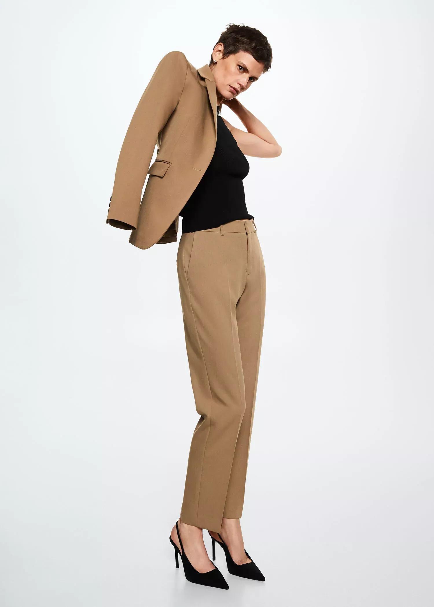 Brown Fitted Suit Jacket, , large image number 3