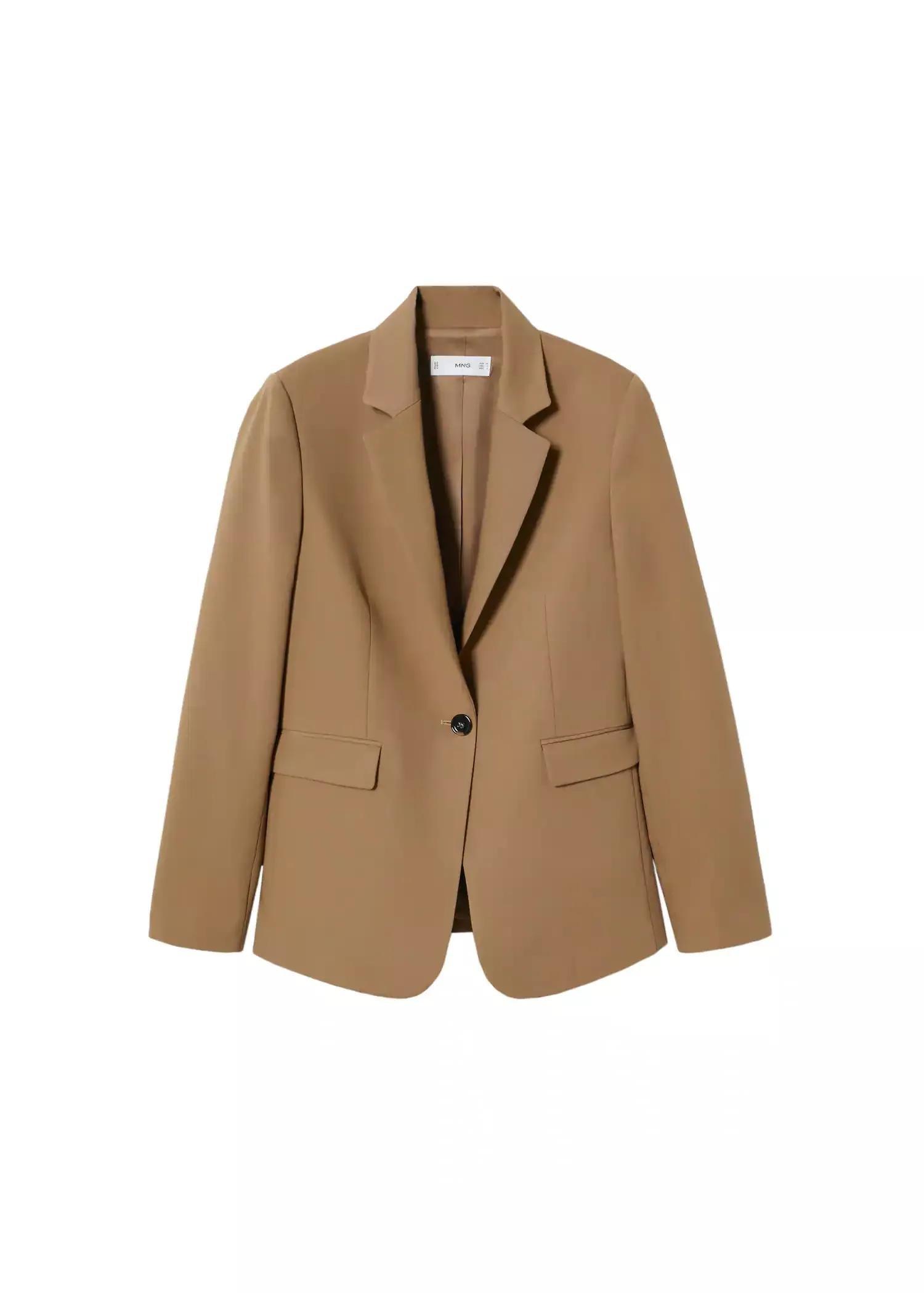 Brown Fitted Suit Jacket, , large image number 5