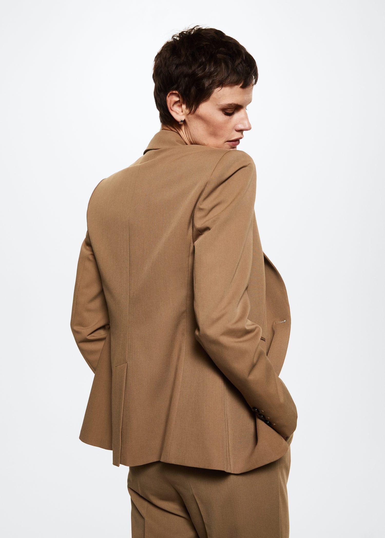 Brown Fitted Suit Jacket, , large image number 6