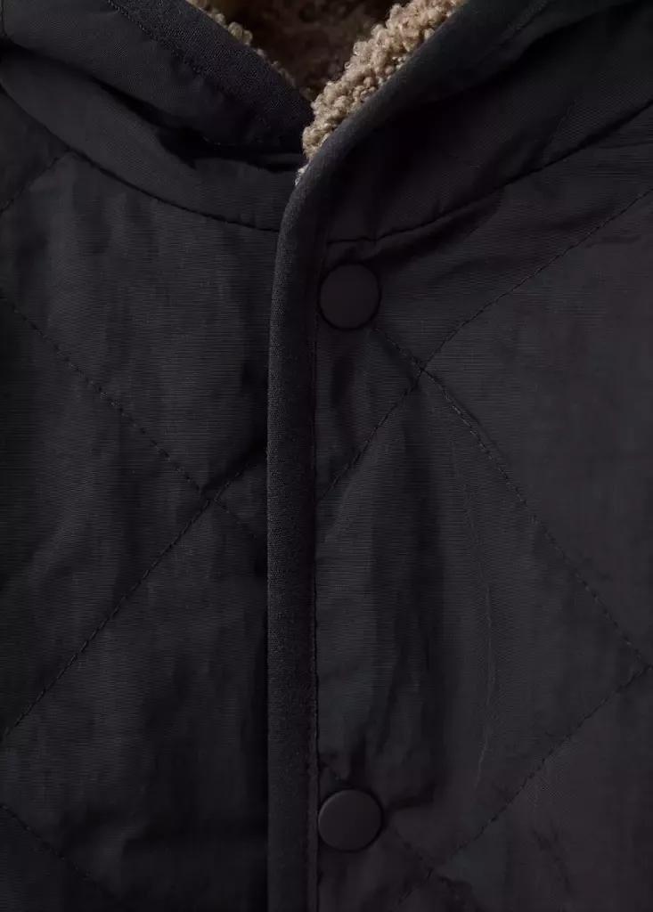 Black Fur-Effect Quilted Coat, Black, large image number 2