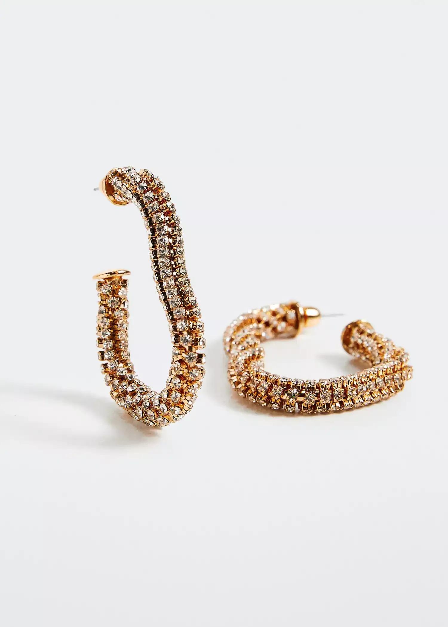 Gold Irregular Earrings Crystals, , large image number 1