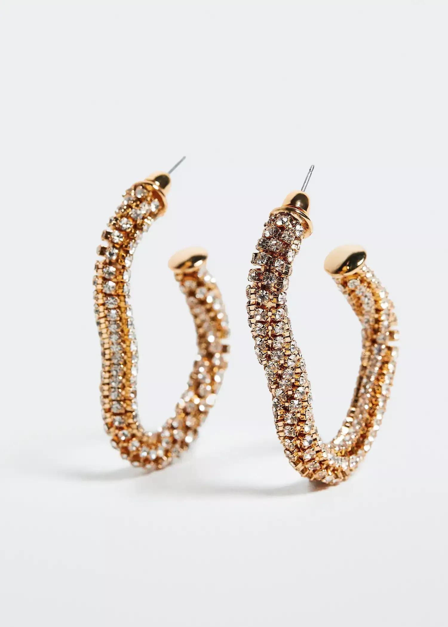 Gold Irregular Earrings Crystals, , large image number 2