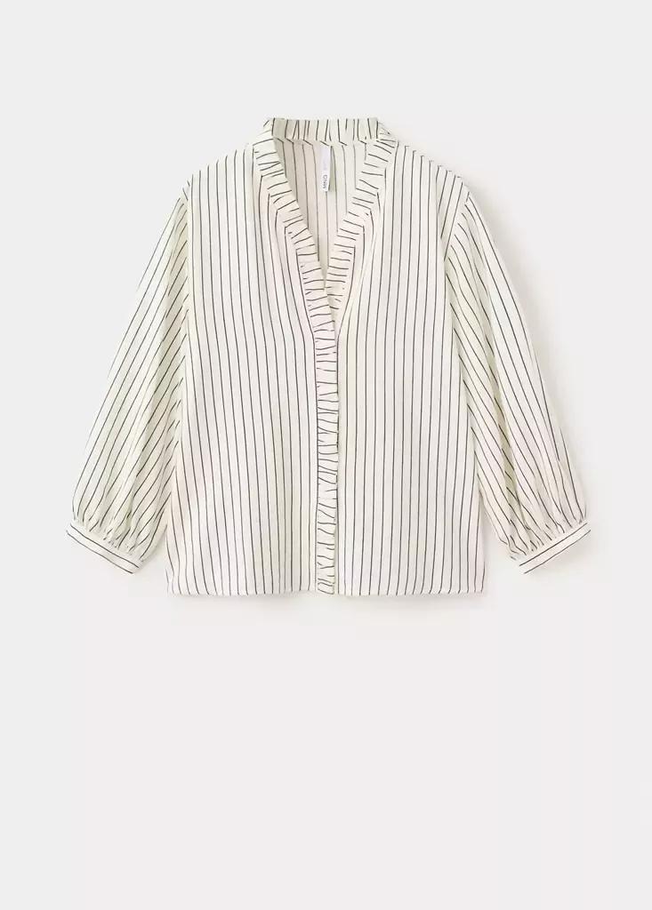 Ecru Striped Blouse With Frill Detail, , large image number 4