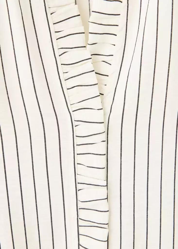 Ecru Striped Blouse With Frill Detail, , large image number 5
