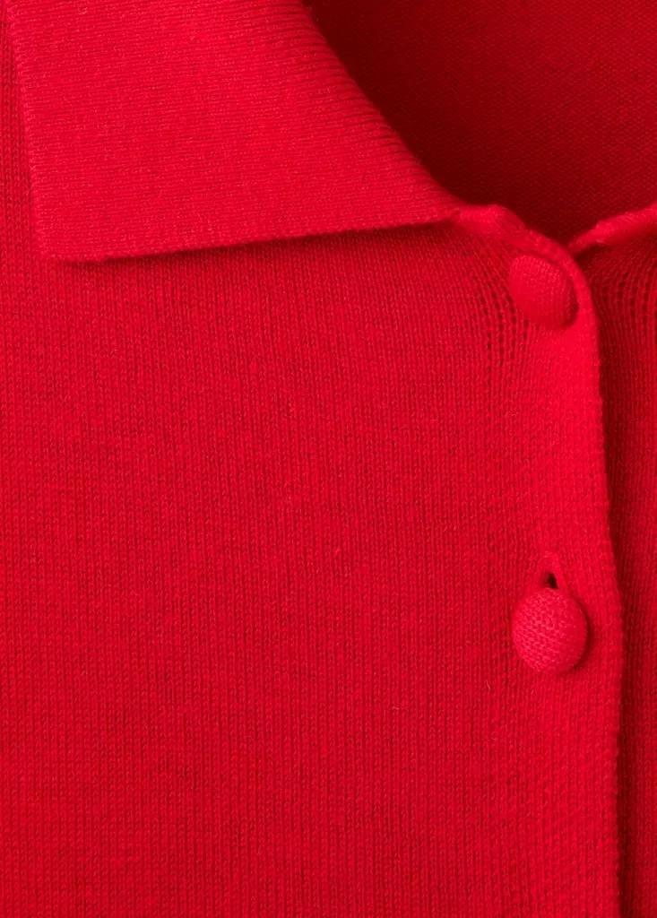 Red Cardigan With Buttons And Lapel Collar, Red, large image number 5