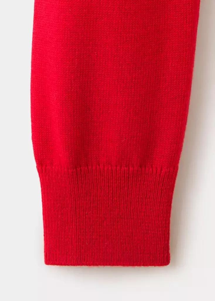 Red Cardigan With Buttons And Lapel Collar, Red, large image number 6