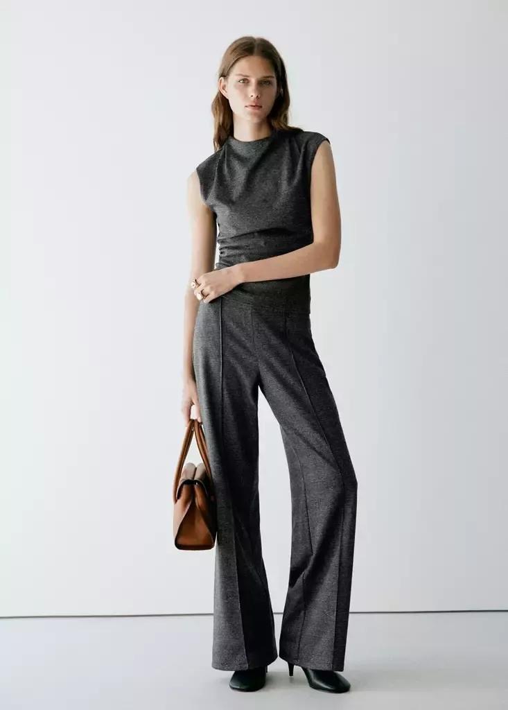 Black Printed Top With Draped Details, Black, medium