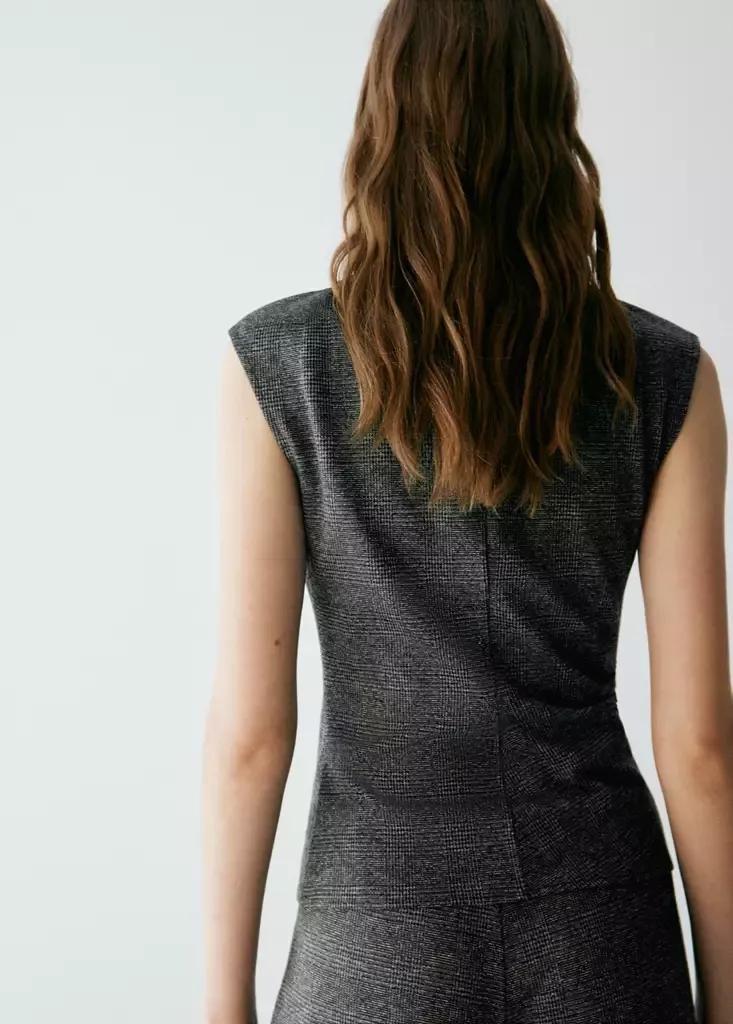 Black Printed Top With Draped Details, Black, large image number 2