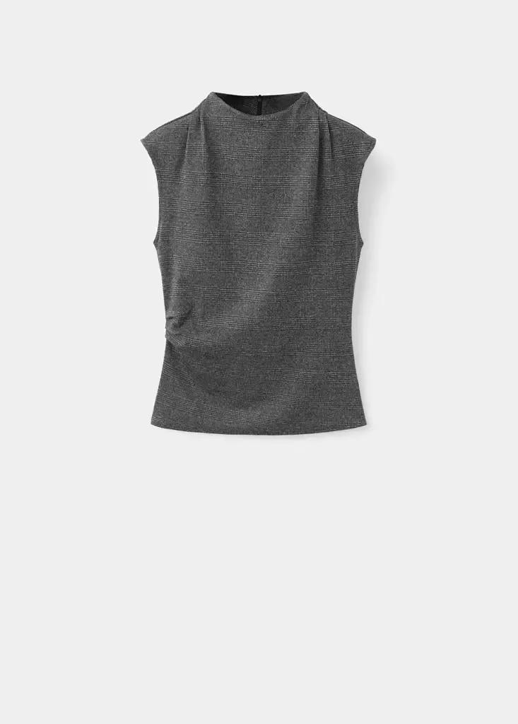 Black Printed Top With Draped Details, Black, large image number 4