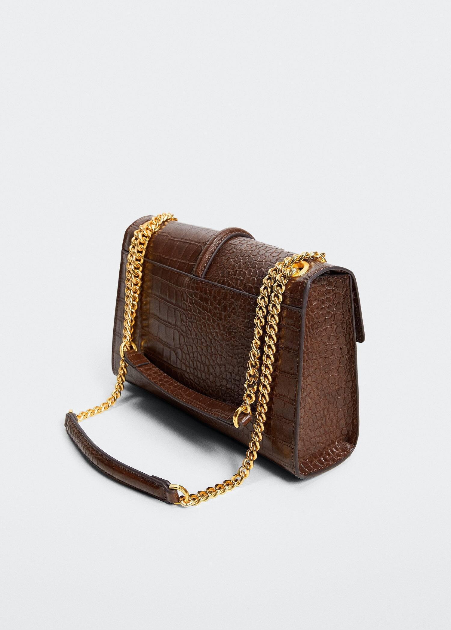 Brown Crocodile Effect Chain Bag, , large image number 2