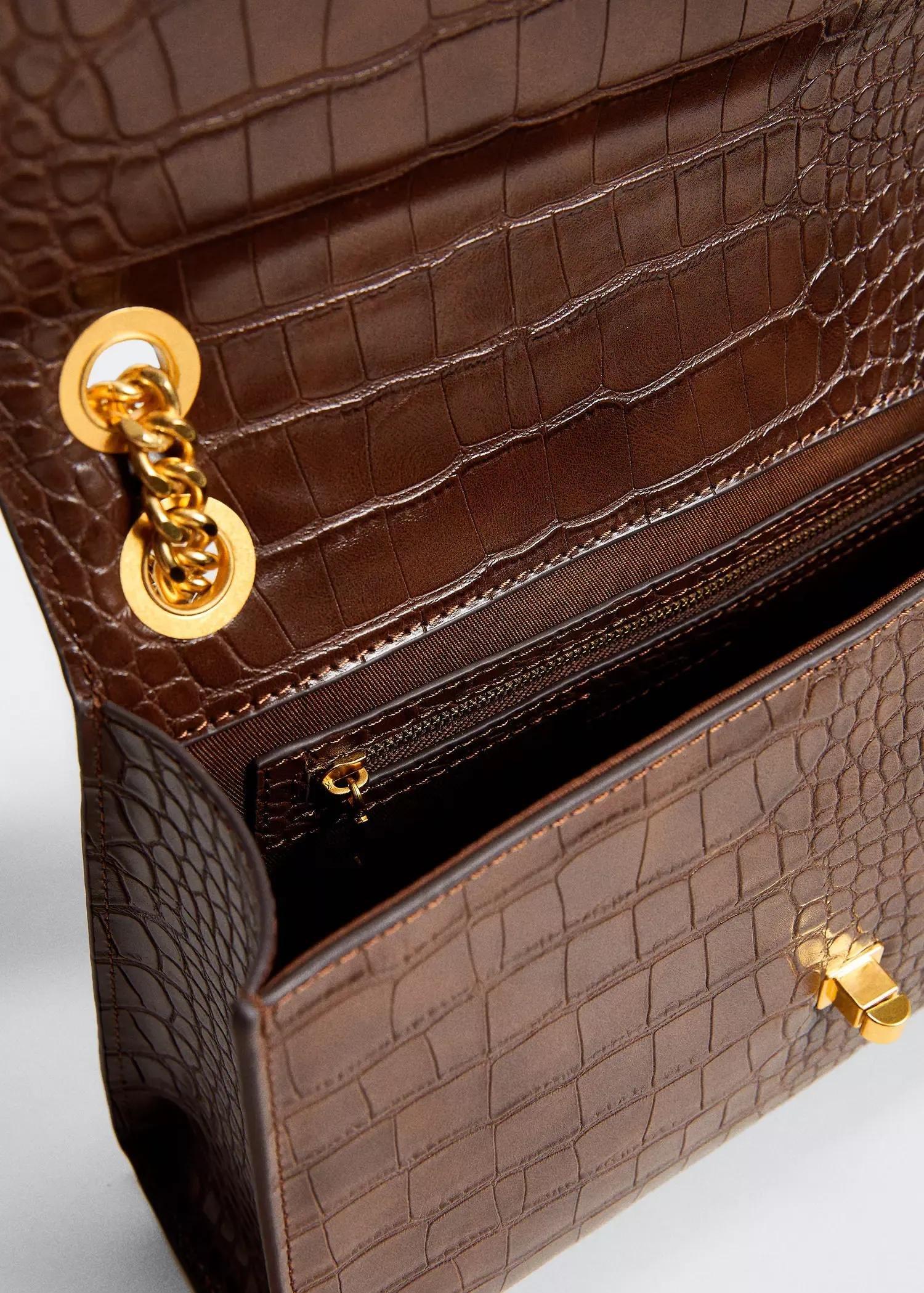 Brown Crocodile Effect Chain Bag, , large image number 3