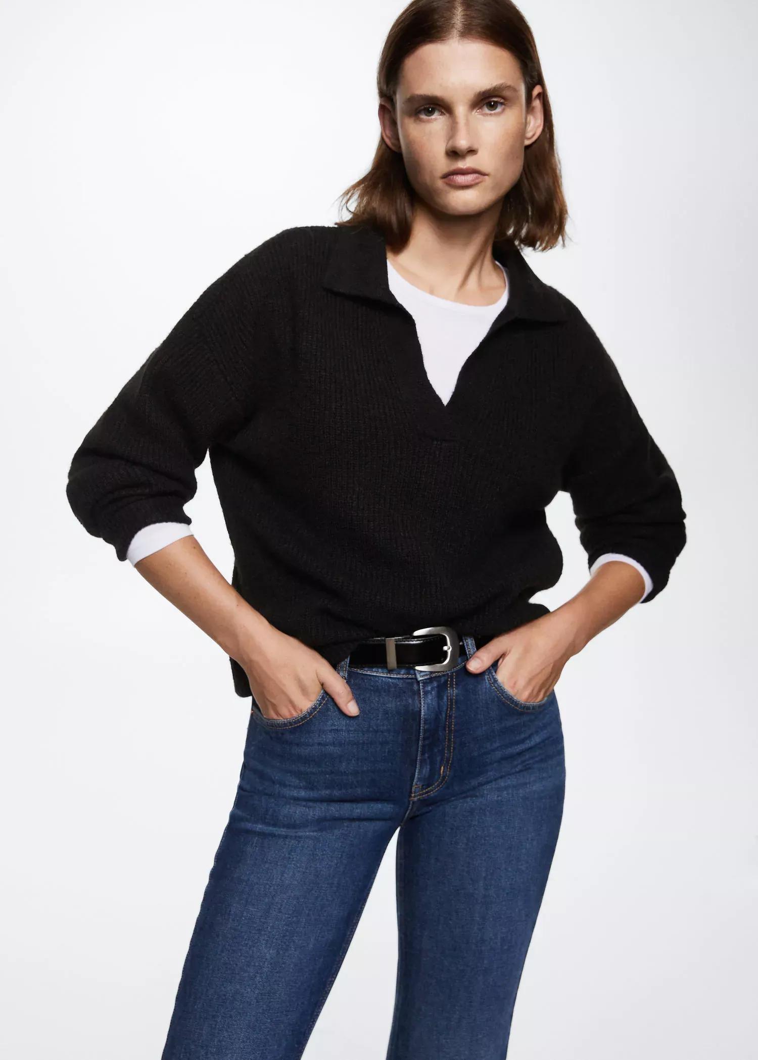 black Polo neck sweater, , large image number 1
