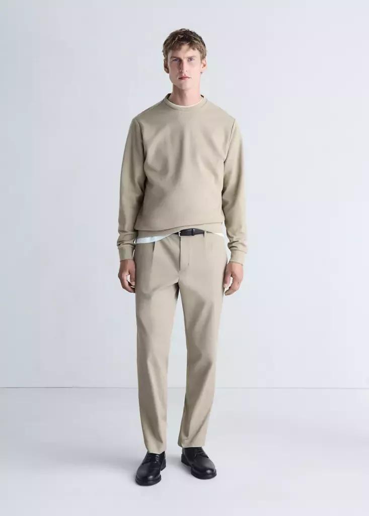 Beige Thermolite Regular Fit Trousers, Light Beige, medium