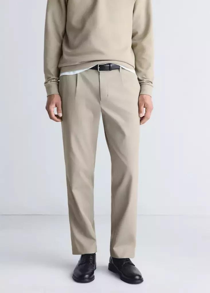 Beige Thermolite Regular Fit Trousers, Light Beige, medium